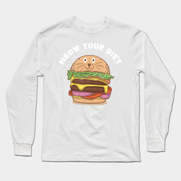 Dieting Joke: Meow Your Diet Long Sleeve T-Shirt by POD Anytime